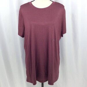 NWT Maurices 24/7 Top Womens Plus Size 1X Mauve Short Sleeve Stretch Slub Knit